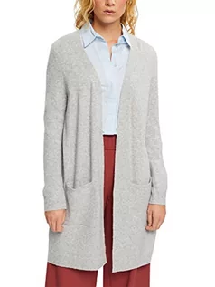 Swetry damskie - ESPRIT Z wełną: otwarty kardigan, 044/Light Grey 5 - New, XXL - grafika 1