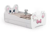 Łóżka - Łóżko dziecięce Kotek zwierzaki dla dzieci z szufladą, 160x80 - miniaturka - grafika 1