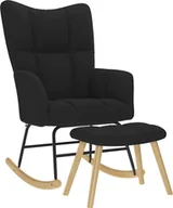 Fotele - Fotel bujany z podnóżkiem, czarny, tkaniną - miniaturka - grafika 1