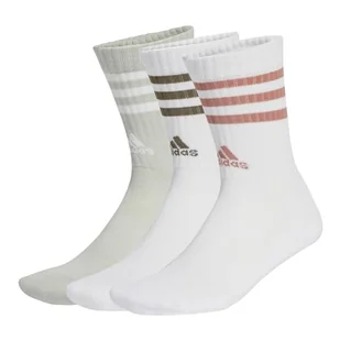 adidas 3STRIPES CUSHIONED SPORTSWEAR CREW SOCKS 3 PAIR PACK, skarpety męskie unisex dla dzieci, białe/białe/białe/białe/białe/białe/białe/białe/srebrne - Skarpetki damskie - miniaturka - grafika 1