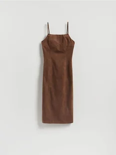 Reserved - Sukienka z imitacji zamszu - brązowy - Sukienki - miniaturka - grafika 1