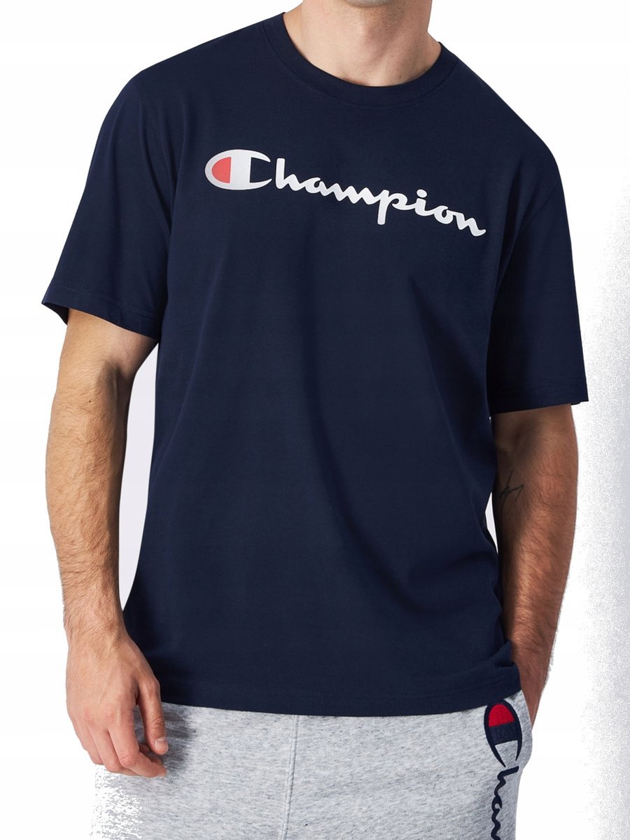 Koszulka Męska Champion 220256-Bs501 T-Shirt Bawełniany Granatowa 2Xl