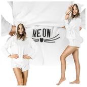 Piżamy damskie - KOMPLET PIŻAMA DAMSKA PLUSZOWA CIEPŁA BLUZA Z KAPTUREM SPODENKI KOCIA USZY M - miniaturka - grafika 1