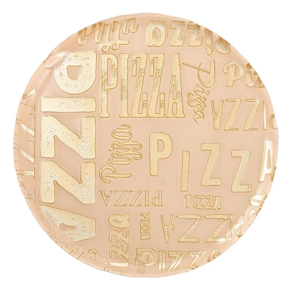 Talerz do pizzy 34 cm okrągły szklany PIZZA Cream VILLA ITALIA