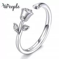 Pierścionki - Pierścionek Damski Srebrny 925 Kotek Srebro Serce Kwiat Róża - miniaturka - grafika 1