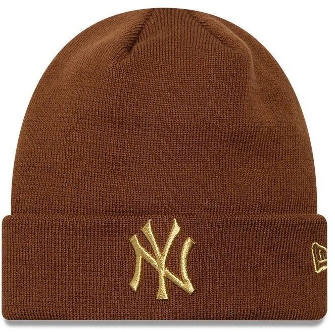 New Era Wmns Metallic Logo Beanie New York Yankees Hat Brązowe One size 60915931