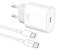 Ładowarki do telefonów - XO ładowarka sieciowa L91 PD 25W 1x USB-C biała + kabel USB-C - USB-C - miniaturka - grafika 1