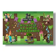 Dekoracje sali - Baner urodzinowy wodoodporny girlanda Minecraft - miniaturka - grafika 1