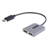 Adaptery i przejściówki - StarTech MST14DP122HD adapter kablowy 0,3 m DisplayPort 2 x HDMI Czarny, Szary MST14DP122HD - miniaturka - grafika 1