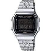 Zegarki męskie - Casio Vintage Bluetooth zegarek retro z krokomierzem srebrny ciemny ABL-100WE-1BEF - miniaturka - grafika 1