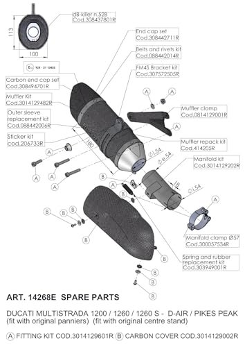 Osłona termiczna część zamienna zestaw LeoVince układ wydechowy Carbon do Ducati Multist 1200 rok produkcji 2016