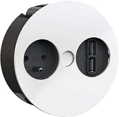Gniazdka elektryczne - Bachmann Gniazdo Twist 1x230V + ładowarka USB - biały mat - miniaturka - grafika 1
