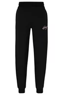 Spodenki męskie - HUGO Varsity Pants męskie spodnie do biegania ze stretchu bawełny z wyszywanym logo, czarny (Black1), L - miniaturka - grafika 1