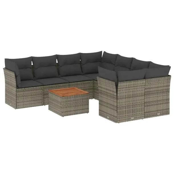 Zestaw mebli ogrodowych 4-osobowy szary rattan PE z poduszkami 62 x 62 x 69