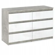 Komody - Komoda Z Szufladami Szafka Rtv Beton Biały Połysk 6 Szuflad Meble Do Salonu - miniaturka - grafika 1