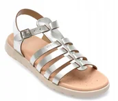 Sandały damskie - GEOX MŁODZIEŻOWE SANDAŁY SKÓRZANE SREBRNE 32 ŻIO - Geox - miniaturka - grafika 1