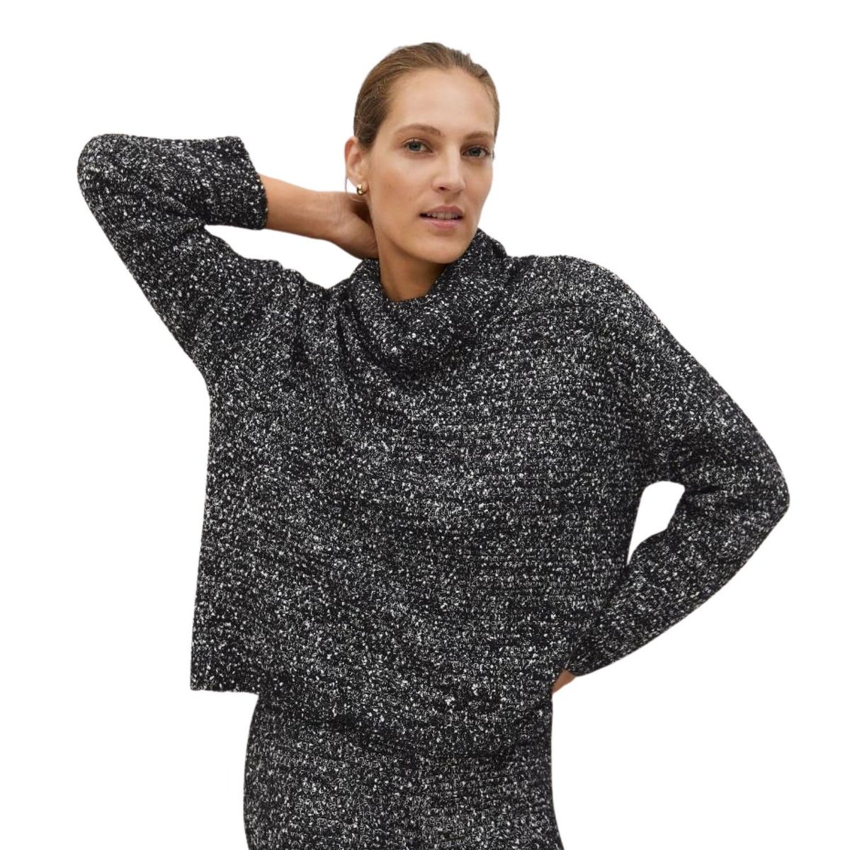 Sweter damski Mango golf czarno-biały-XL