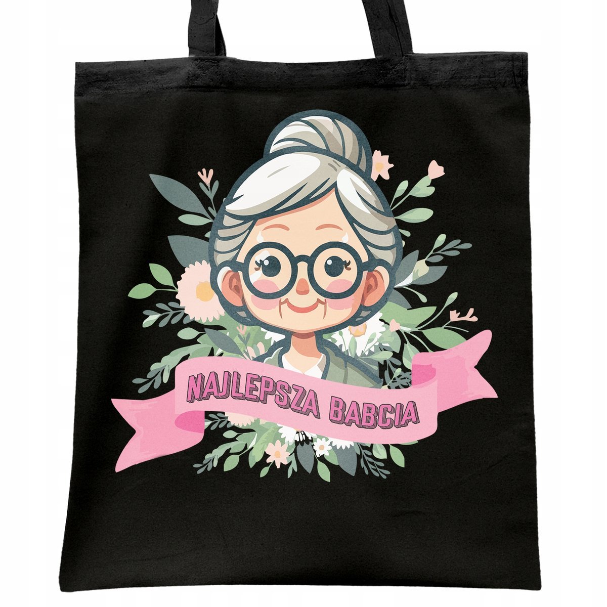 Torba bawełniana czarna Dzień Babci Prezent Upominek