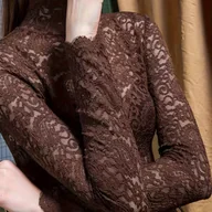 Bluzki damskie - TEMU Długi Rękaw, Półprzezroczysta Mieszanka Poliestru, Idealna na Wiosnę i Jesień - miniaturka - grafika 1