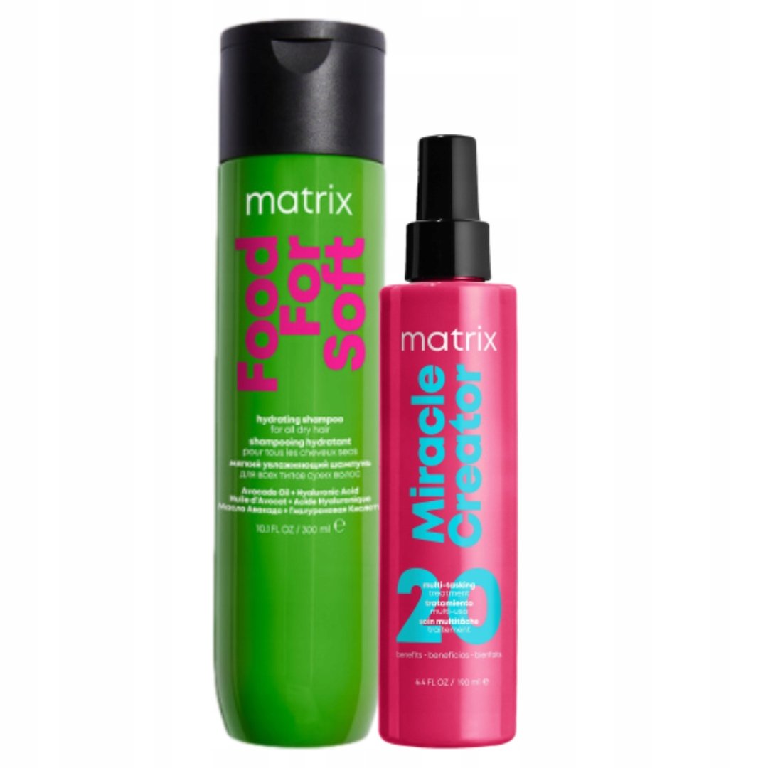 Zestaw Food For Soft Szampon Nawilżający 300ml i Spray do Stylizacji Włosów
