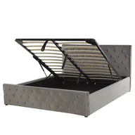 Łóżka - Łóżko z pojemnikiem welurowe 140x200 cm szare AMIENS - miniaturka - grafika 1