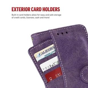 Zizo Slide Out Wallet Pouch Skórzane etui iPhone X z kieszeniami na karty wewnątrz oraz na zewnątrz etui + stand up (Purple) - Etui i futerały do telefonów - miniaturka - grafika 2