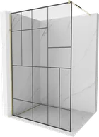 Ścianki i drzwi prysznicowe - Mexen Kioto ścianka prysznicowa Walk-in 120 x 200 cm, czarny wzór 8 mm, złota - 800-120-101-50-78 - miniaturka - grafika 1
