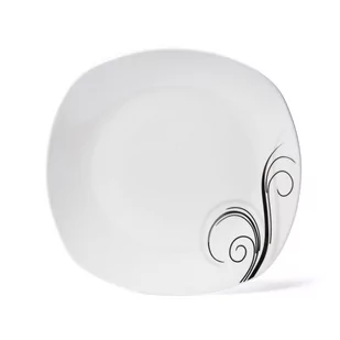 Talerz kwadratowy deserowy ceramiczny TADAR Dolce Vita, biało-czarny, 20 cm - Talerze - miniaturka - grafika 1