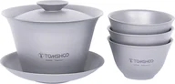 Herbata - TOMSHOO Zestaw do herbaty z czystego tytanu z pokrywką, miska, pojedyncza filiżanka, zestaw filiżanek do herbaty, dwuwarstwowy, zapobiegający oparzeniom, herbata kung fu, trzy talenty, pokrywka, miska, miska do herbaty - miniaturka - grafika 1