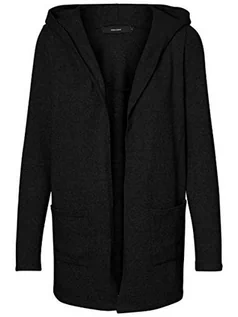 Swetry damskie - Vero Moda Kobiety Vmdoffy Ls Open Hood Cardigan Ga Noos Kardigan, Czarny Melanż, S - grafika 1