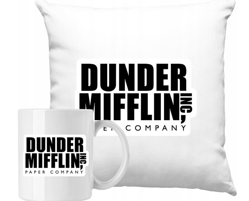 ZESTAW PODUSZKA + KUBEK Dunder Mifflin Pomysł Na Prezent + IMIĘ