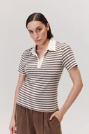 Koszulki i topy damskie - T-shirt polo Nees brązowy - miniaturka - grafika 1
