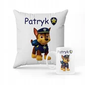 Gadżety dla niej i dla niego - ZESTAW PODUSZKA + KUBEK PSI PATROL CHASE PIESEK PREZENT + IMIĘ - miniaturka - grafika 1