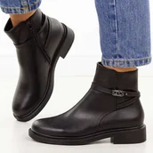 Botki damskie - Czarne skórzane botki damskie Sergio Leone Bt25702S - miniaturka - grafika 1