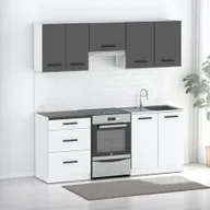 Meble kuchenne - Kuchnia Nowoczesna Modułowa Mała Z Blatem 2m Biała Biały Mat Szary Mat - miniaturka - grafika 1