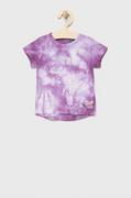 Koszulki dla dziewczynek - United Colors of Benetton t-shirt bawełniany dziecięcy kolor fioletowy - miniaturka - grafika 1