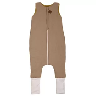 Hi Little One - Ocieplany Śpiworek Dwustronny Piżamka Z Nogawkami Z Organicznej Bio Bawełny Muślin Dark Oak/Olive Roz S - Śpiworki dla dzieci - miniaturka - grafika 1