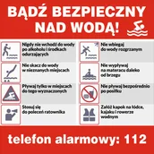 Akcesoria BHP - Tabliczka BĄDŹ BEZPIECZNY NAD WODĄ 50x50cm PCV 3mm - miniaturka - grafika 1