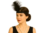 Dodatki do strojów karnawałowych - Opaska z piórami i cekinami Retro czarna - 1 szt. - miniaturka - grafika 1