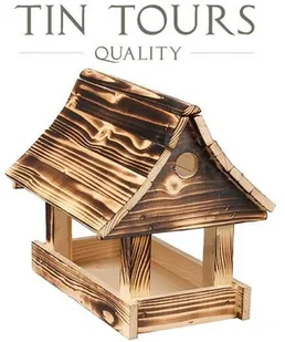 OPALANY DREWNIANY KARMNIK I BUDKA LĘGOWA 2w1 30x23,5x30,5 cm - Karmniki dla ptaków - miniaturka - grafika 1
