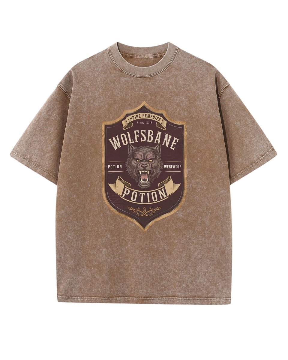 Męska koszulka oversize efekt sprania Akademia Wilka Zwierzęta Brązowa M