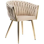 Fotele - Krzesło EHOKERY Cofton Gold Velvet Beżowy - miniaturka - grafika 1