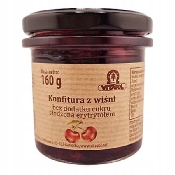 Konfitura z wiśni słodzona erytrytolem bez cukru 160g Vitapol