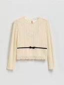 Bluzki dla dziewczynek - Reserved - Koronkowa bluzka - kremowy - miniaturka - grafika 1