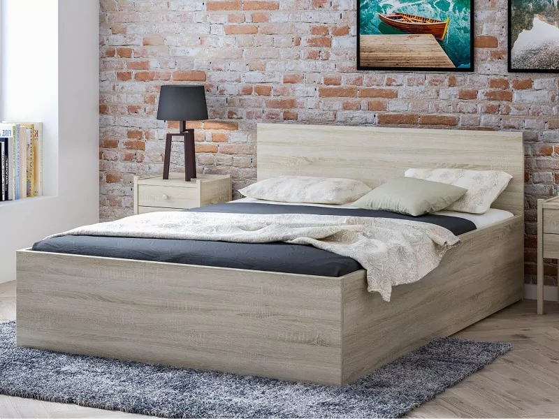 Łóżko z materacem 160x200 DM1 Dąb sonoma