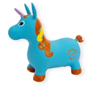 Skoczki dla dzieci - Skoczek 2 latka Gumowy Pompowany Premium Jednorożec Konik niebieski pompka - miniaturka - grafika 1