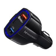 Ładowarki samochodowe - Wozinsky ładowarka samochodowa szybkie ładowanie Quick Charge 3.0 QC3.0 2xUSB / USB Typ C czarny (WCC-01) - miniaturka - grafika 1