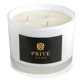 Świece - Biała świeca zapachowa Privé Home Mimosa - Poire, czas palenia 35 h - grafika 1