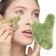 Masażery - Kamień Gua Sha Masażer Jadeitowy Zielony Jadeit Masaż Twarzy Lifting - miniaturka - grafika 1