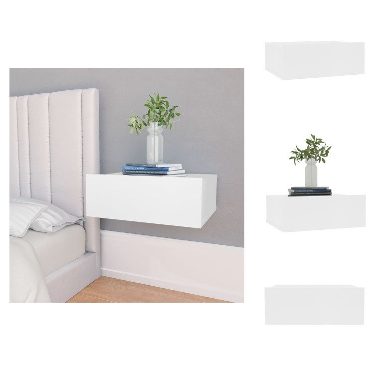 vidaXL Wisząca szafka nocna biała 40x30x15 cm materiał drewnopochodny - Szafki nocne